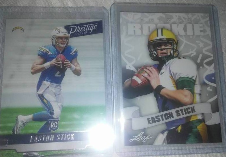 lot 368 image: 2 Easton stick rookie cards NDSU Bison, NFL, Los Angeles Chargers quarterback QB.