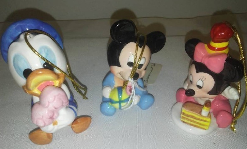 lot 57 image: Vintage Disney Mickey mouse 3 tree ornaments - ceramic