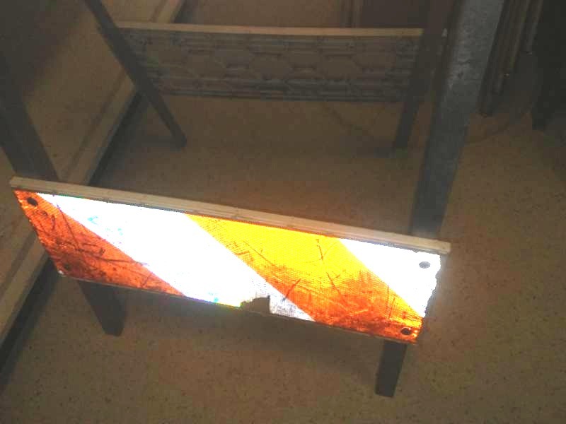 lot 71 image: Construction caution sign barricade with light.