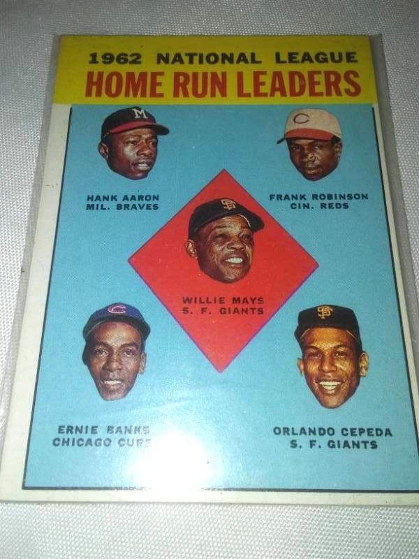 lot 298 image: Topps 1962 Home Run Leaders National League Baseball Card