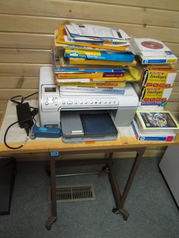 lot 56 image: HP Photosmart printer with stand an...