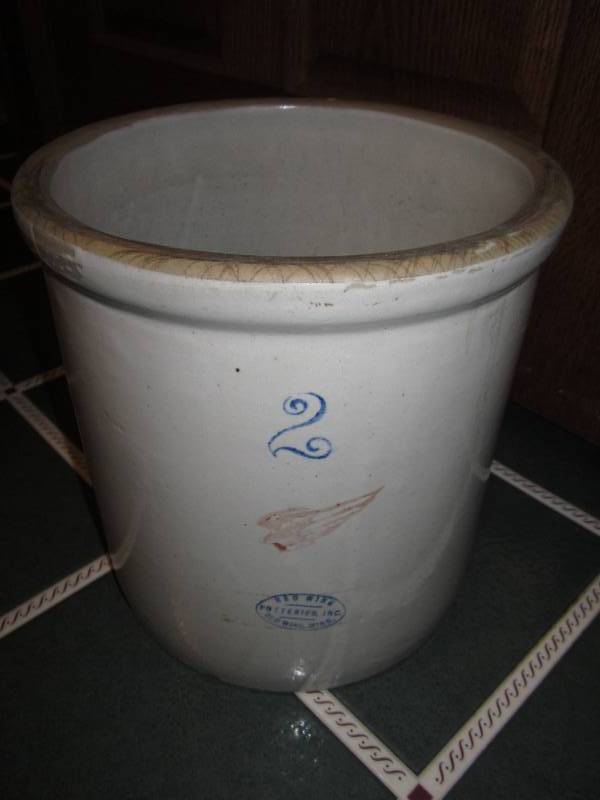lot 77 image: Crock - 2 gallon Redwing...