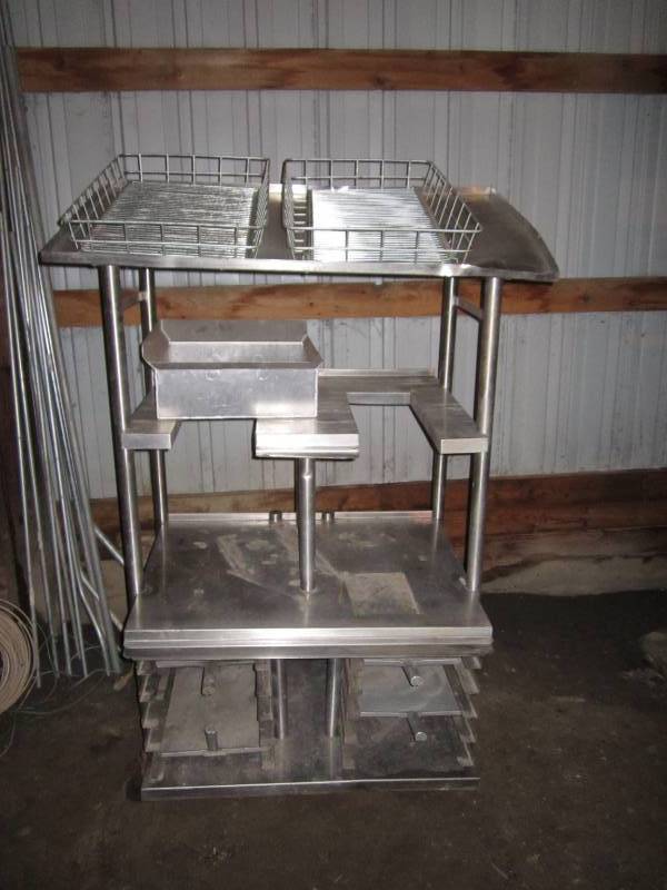 lot 160 image: Stainless steel shelf with wheels, ...