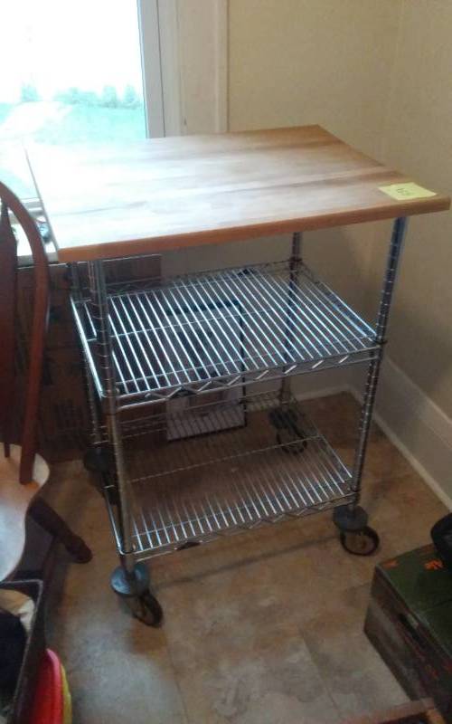 lot 17 image: Metro Utility Rack With Wheels & Wood Top 21x27x39