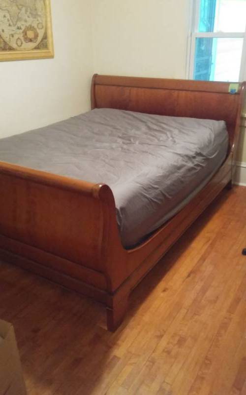 lot 30 image: Queen Size French Made Sleigh Bed-4-Bolt Construction