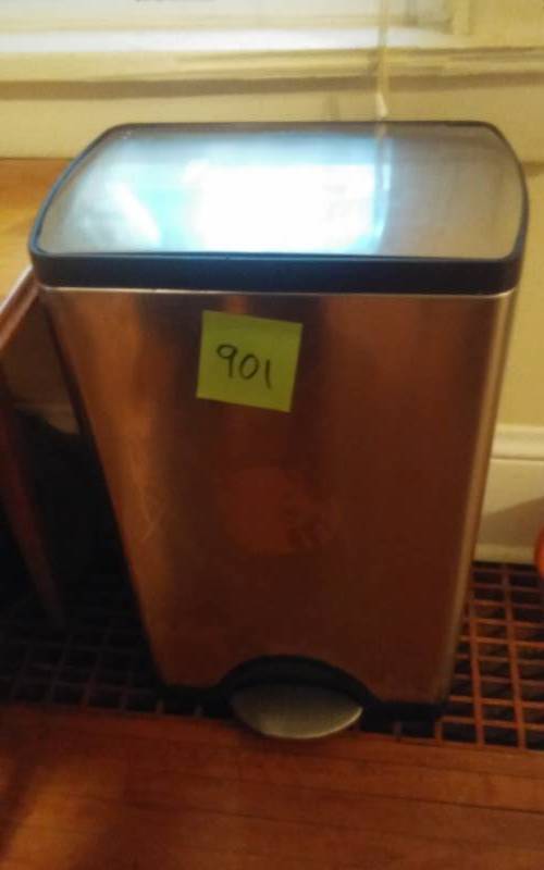 lot 37 image: Simplehuman Stainless Steel Trash Can With Bags 15x10x25