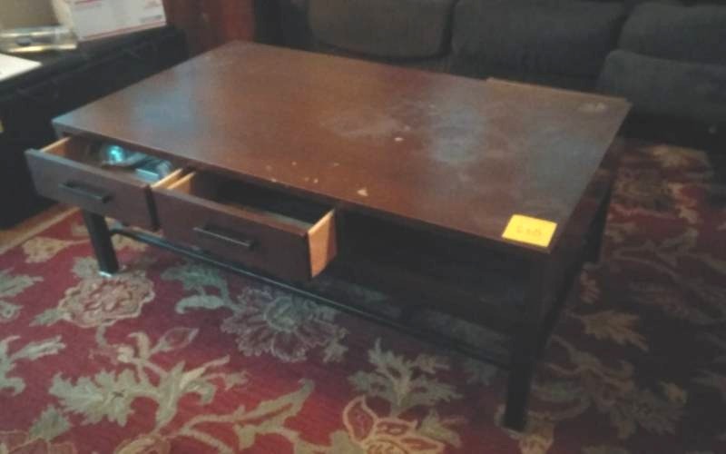 lot 42 image: Unique Coffee Table With Drawers That Pull From Each Side 48x28x18