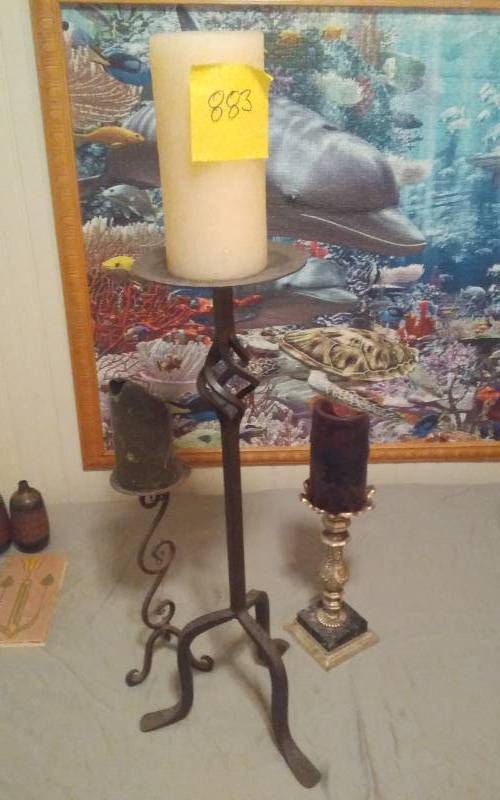 lot 60 image: 3-Candles With Pedestal Stands