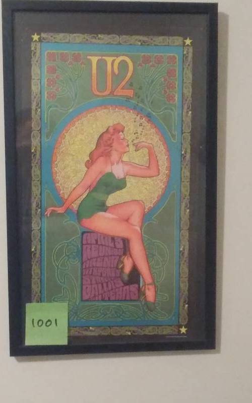 lot 87 image: (Bob Masse) U2 Framed Picture 14x24-April 3rd Reunion 777 Sports Street Dallas, Texas