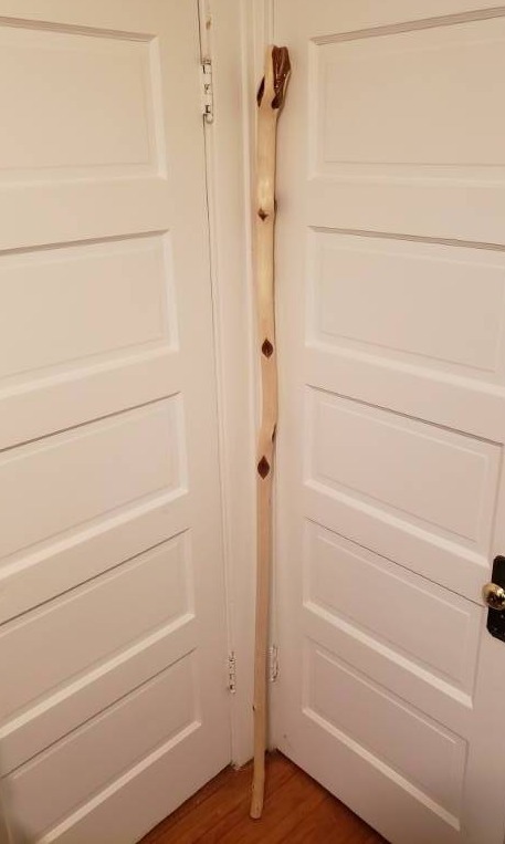 lot 94 image: Diamond Willow Hand Carved Walking Staff 6 Ft.