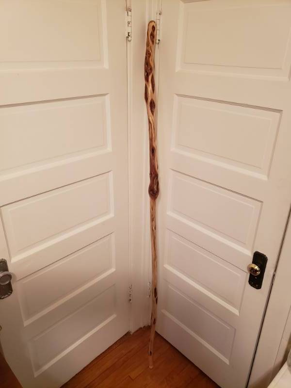 lot 95 image: Diamond Willow Hand Carved Walking Staff 6 Ft.