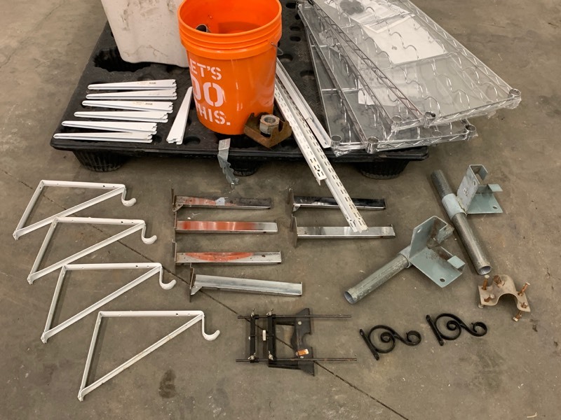 lot 42 image: Lot Of Assorted Shelving Brackets, Mounting Bars, Etc