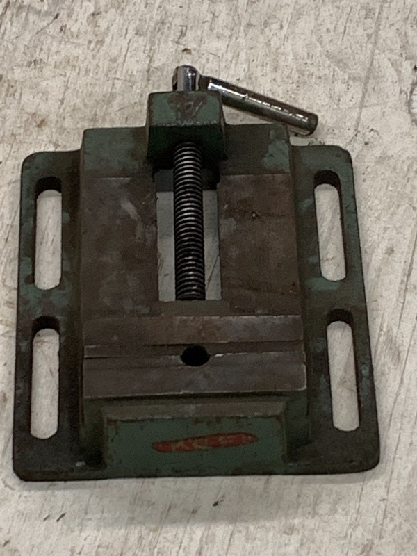 lot 12-B image: Cast Iron Drill Press Table Vise