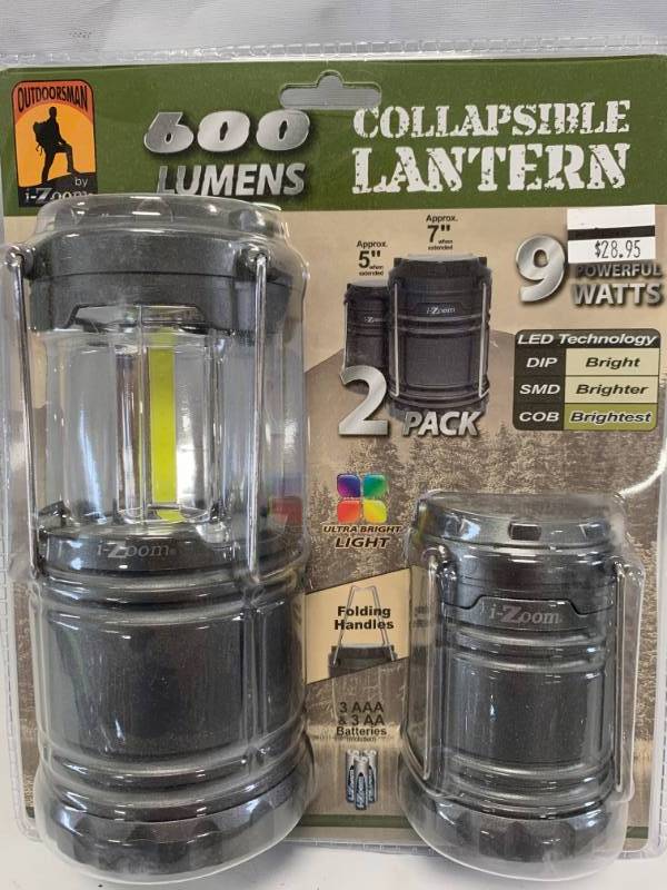 lot 16 image: New 2 Pack Collapsible LED Lanterns (batteries included)