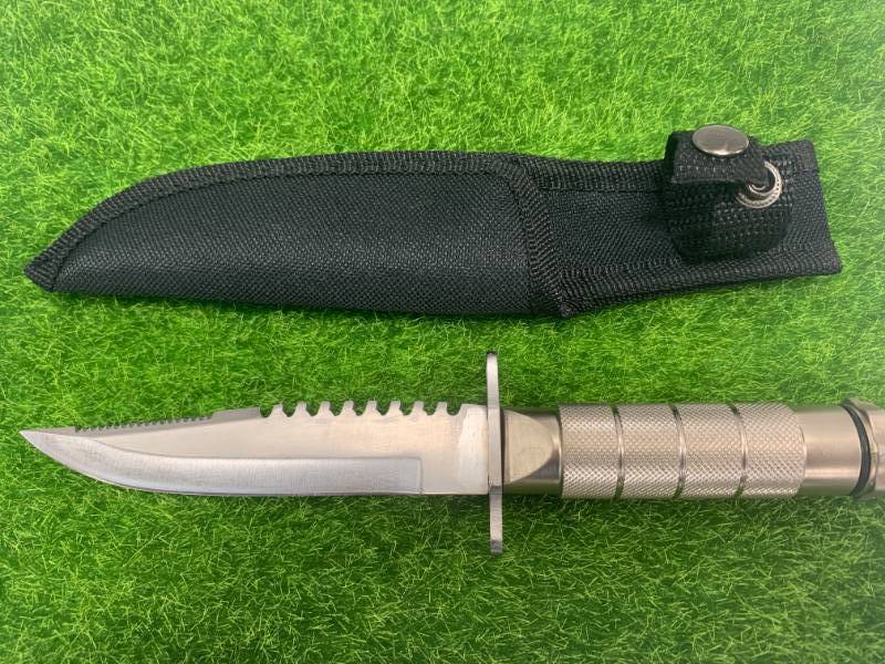 lot 28 image: Survival Knife with Waterproof Matches, Compass, Sheath