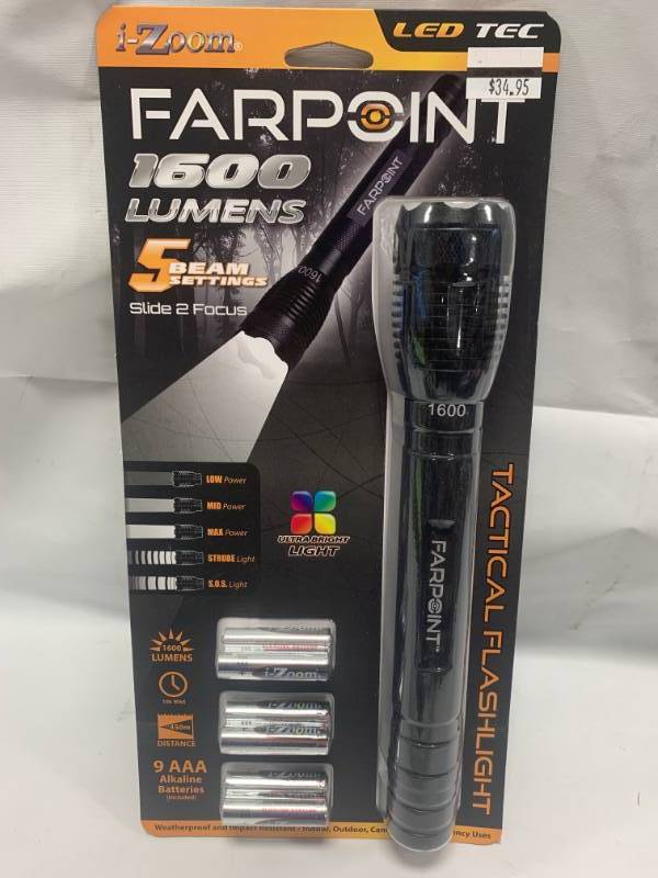 lot 35 image: Farpoint 1600 Lumens 5 Beam Setting Flashlight