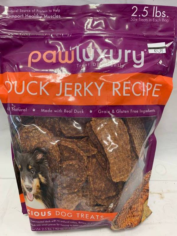 lot 97 image: Duck Jerky Dog Treats 2.5 Pounds  $24.95 at Costco