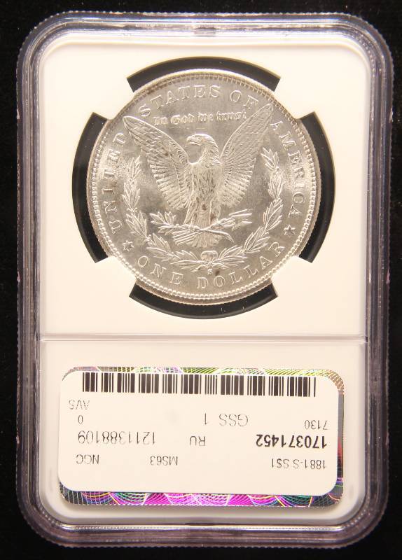 lot 07 image: 1881-S MORGAN SILVER DOLLAR MS63 NGC