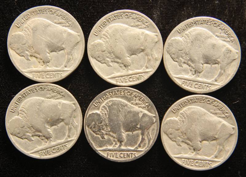 lot 30 image: GROUP OF 6 US BUFFALO NICKELS