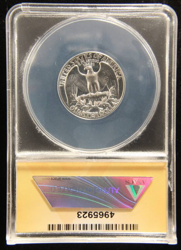 lot 33 image: 1963 PROOF WASHINGTON SILVER QUARTER PF67 ANACS