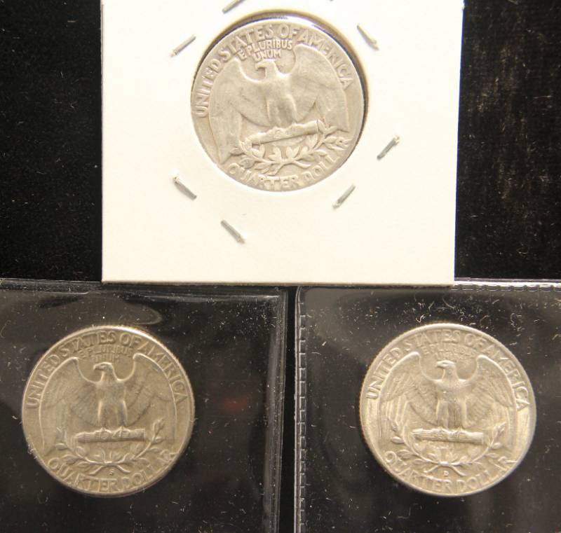 lot 43 image: GROUP OF 3 WASHINGTON QUARTERS AS PICTURED
