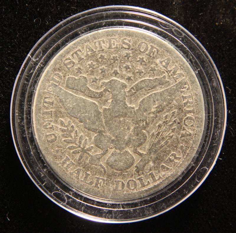lot 44 image: 1900 BARBER SILVER HALF DOLLAR IN AIRTITE