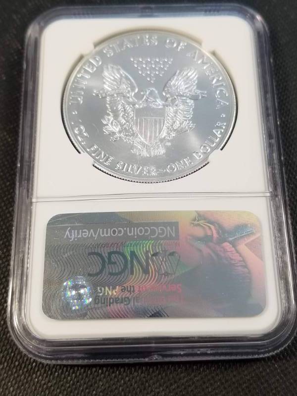 lot 30-A image: 2017 AMERICAN SILVER EAGLE 1 TROY OZ. .999 FINE SILVER MS69 NGC