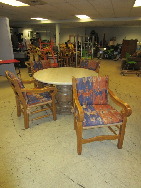 lot 716 image: STONE TOP DINING SET WITH 4 CHAIRS