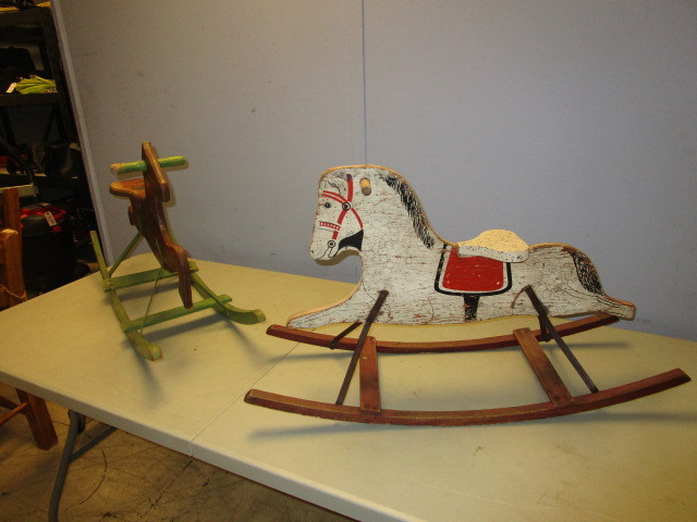 lot 722 image: VINTAGE STYLE ROCKING HORSES