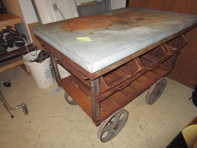 lot 745 image: RUSTIC WORKSHOP CART