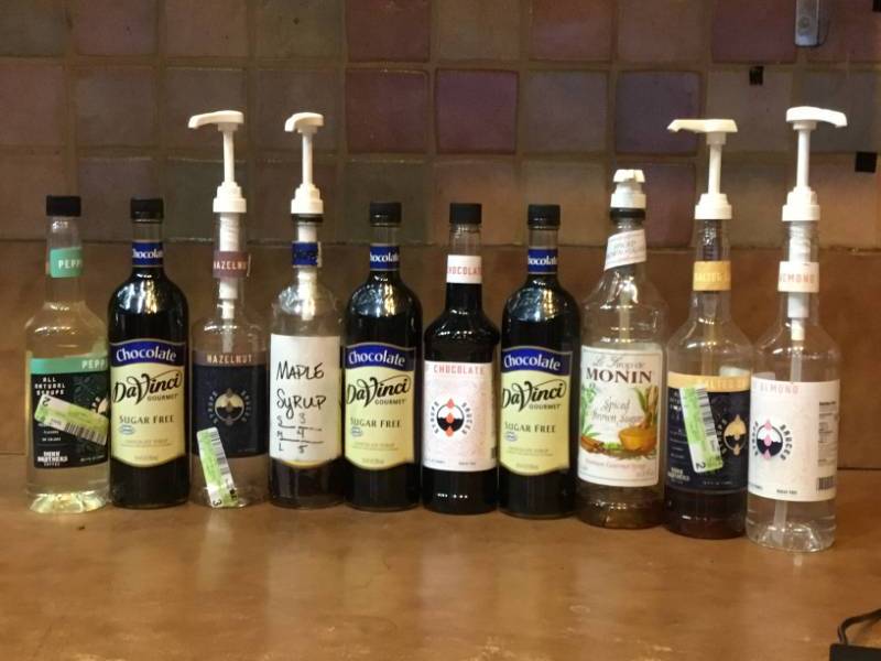10 syrup, 5 new 5 used (3 almost gone) with pumps.