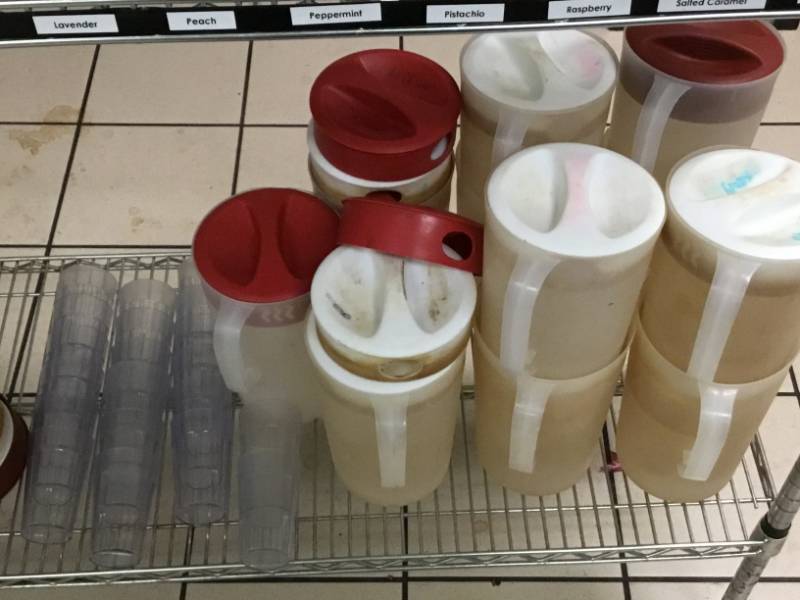 11 pitchers and 20 drinking glasses