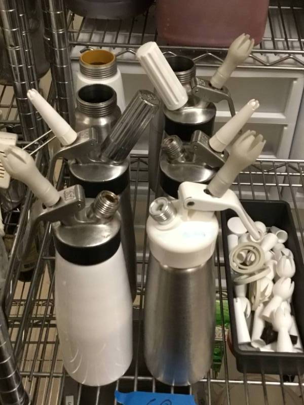 8 whip cream foamer and variety of tops.
