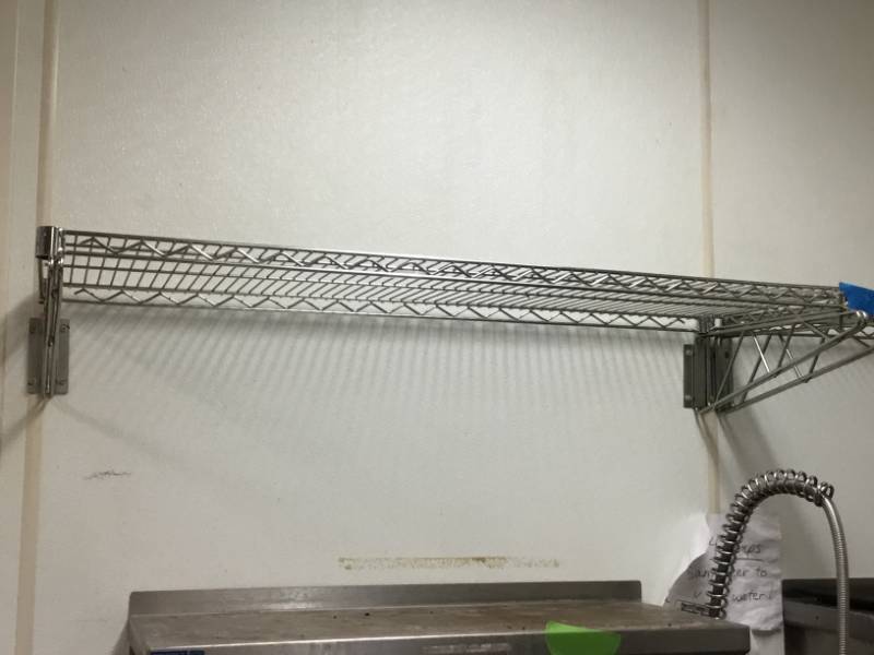 2 48x18 wall shelves with mounting brackets.