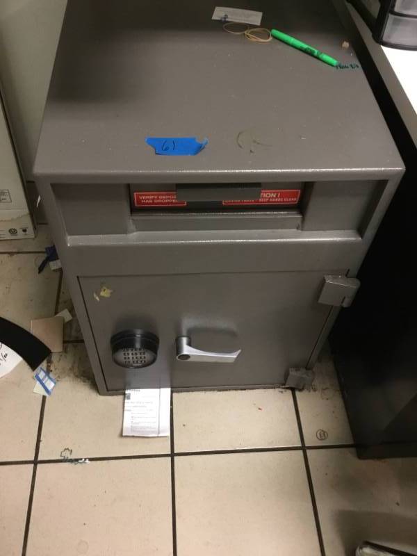 Amsec Floor safe with night drop.