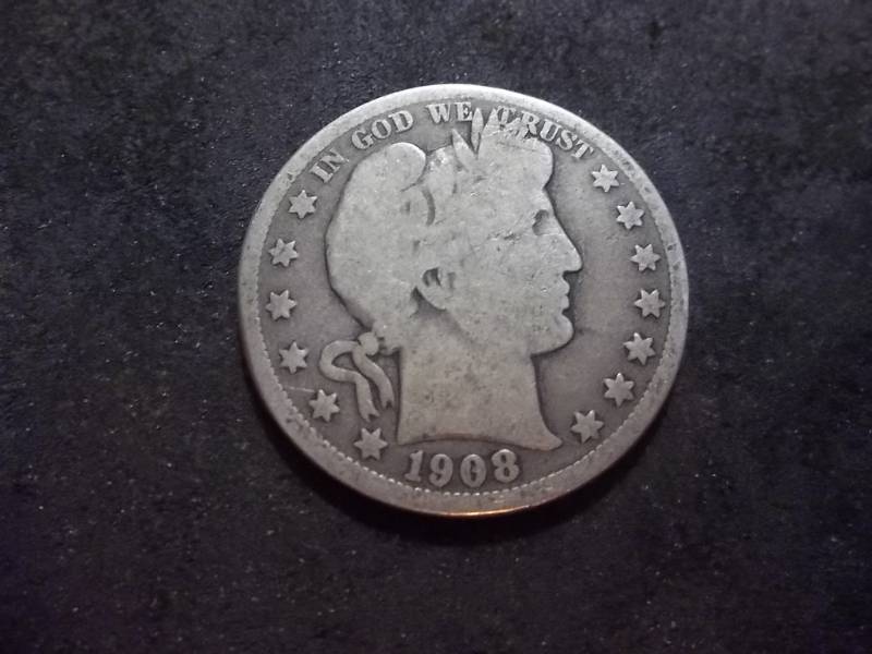 lot 57 image: 1908 D Barber Half Dollar