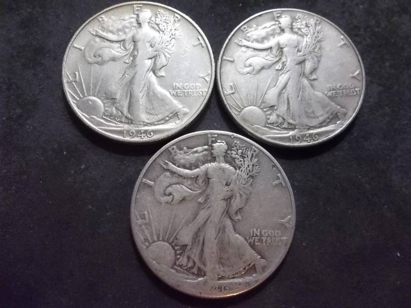 lot 102 image: 1946 P,D,S Walker Half Dollars