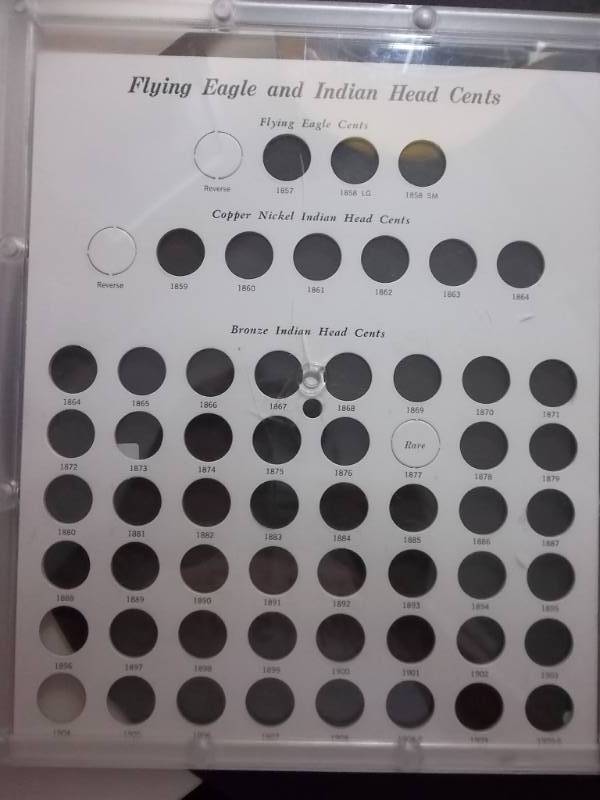 lot 142 image: Flying EagleIndian Head Cents 1857-1909 S & Lincoln Cents Clear Plastic Albums 1909-1934