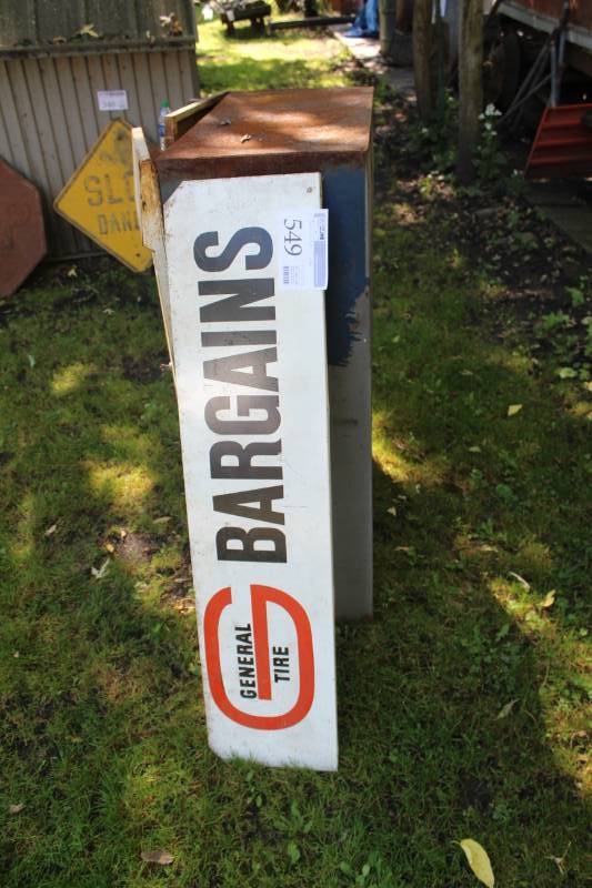 lot 549 image: General Tires BARGAINS Metal Sign