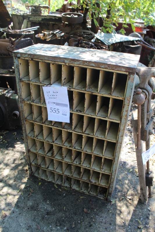 lot 555 image: 63-bin Metal Organizer Cabinet