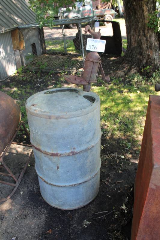 lot 576 image: Metal Gas Barrel with Pump Head
