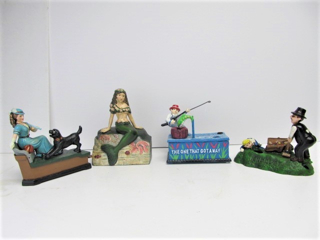 lot 25 image: Group of Antique Style Cast Iron Banks