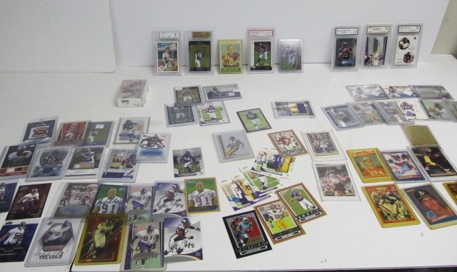 lot 73 image: Large Lot of Vikings etc Football Cards - Many Jersey Cards & Autographs