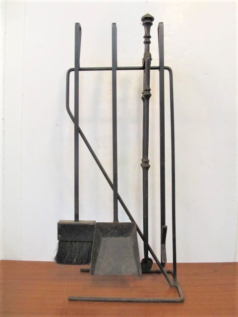 Old Vintage Wrought Iron Fireplace Tools Stand Large Little