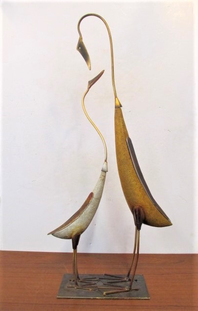 lot 55 image: Large Vintage Mid Century Style Brass Bird Sculpture