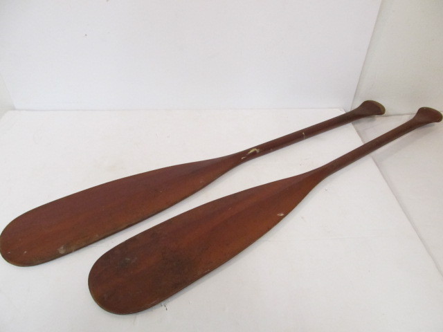 lot 56 image: Nice Pair of Vintage Wooden CanoeRaft Paddles