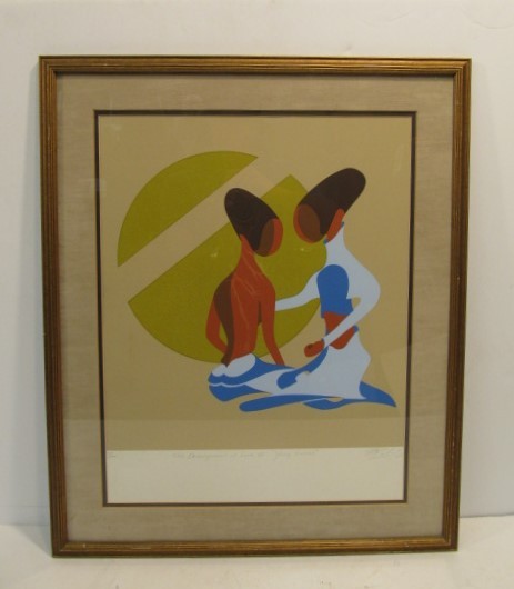 lot 164 image: Mid Century Style Mod Abstract Serigraph Signed Huibert Sabelis