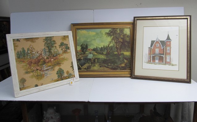 lot 80 image: 3 Pieces of Vintage Framed Art