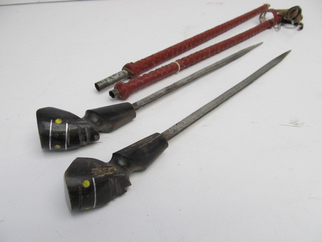 lot 94 image: Vintage Riding Crops wDaggers & Carved Handles