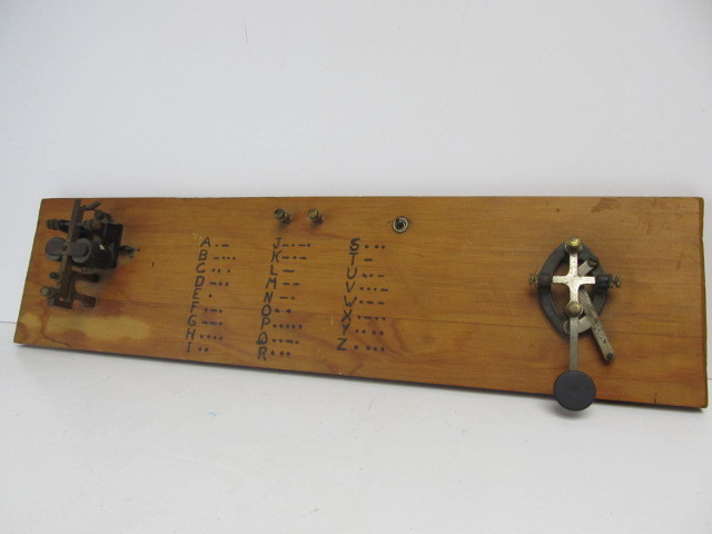 lot 120 image: Antique Telegraph Keys Morse Code Layout Board